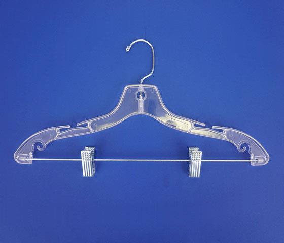 17 Clear Plastic Combo Hanger W/ Clips & Notches