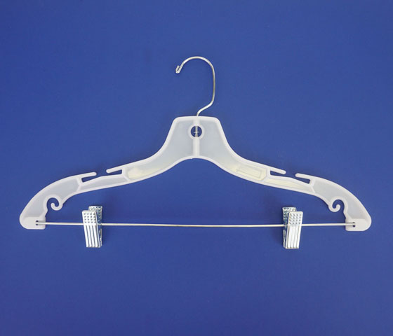 8 inch White Children's Plastic Skirt and Pants Hangers